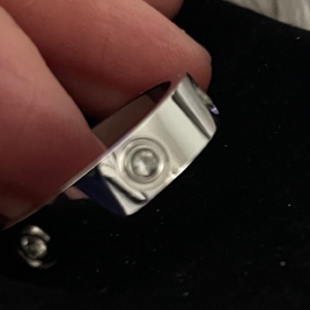 Brand New, Never Worn Silver Band with Crystal Accents